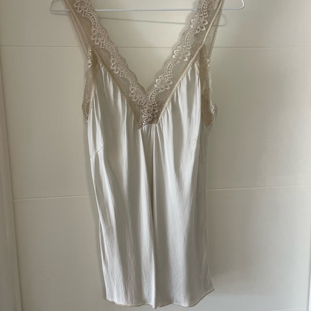 Sunny Studio Ivory Lace Trim Cami Top